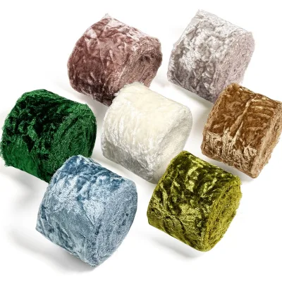 1 1/2 Inch Frayed Festive Craft Ribbon Silk Velvet Wide Luxury Ribbon for Flower Bouquet Gift Wrapping Invitations Decoration