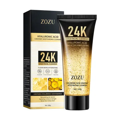 Wholesale Facial Cleanser 24k Gold Deep Cleansing Purifying Pores Break Down Melanin Organic Hyaluronic Acid Face Wash