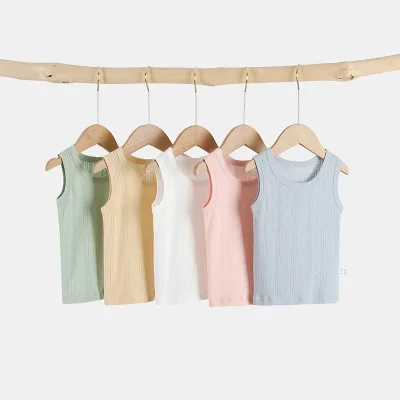 Custom Summer Children Jumper Girls Mesh Jacquard Tops Sleeveless Newborn Toddler Pullover 0-3 Years Old Thin Cotton Baby Vest