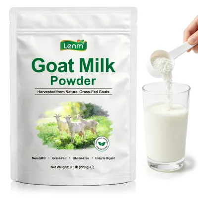 Lenm Private Label 220g Non-GMO Food Grade Natural Grass-Fed Goat Milk Powder High Protein Calcium for Coffee Drinks & Recipes