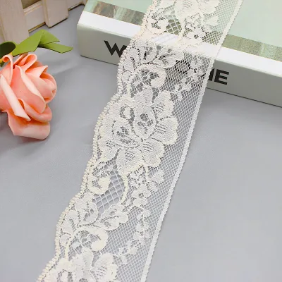 Off-white Rose Flower Net Cotton Lace Trim Hollow Out Textile Lace Trim for Garment Decoration DIY Bridal Crafts