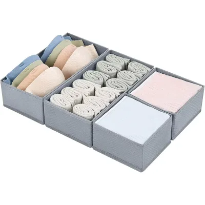 Waterproof Foldable Storage Boxes 4-Piece Set Heavy-Duty Layered Underwear Organizer for Home Clothes & Lingerie