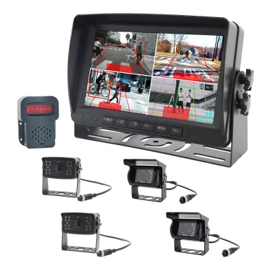 Bus Truck DVR LCD TN Reverse Blind Spot Monitor 9inch AHD Quad View Split Screen 4 Ch Reversing Aid TV Android