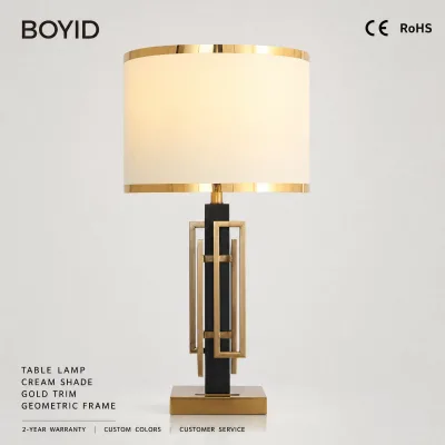 Boyid Modern Iron Simple Eco-Friendly AC Powered Incandescent Ra80 Table Lamp 3000K Warm Light Cloth Shade 200 Lumens Living