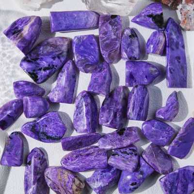 Natural Charoite Palm Stone Healing Stones Quartz Crystal Polished Palm Stone for Decoration