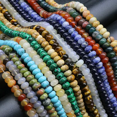 Wholesale 5*8mm Natural Crystal Tiger Eye Abacus Beads Flat Round Healing Gemstone Beads for Bracelet Necklace Jewelry Making