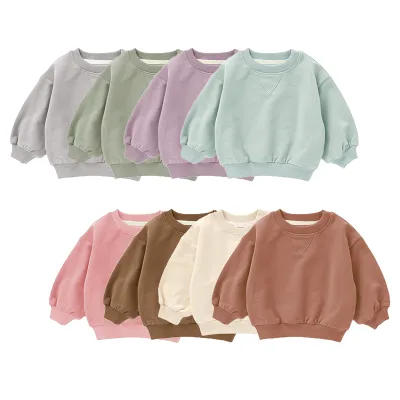 Factory Supply Fall Organic Cotton Baby Clothes Top Wear Oversized Bubble Sweatshirt for Kids