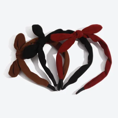 Korean Version Solid Color Velvet Bow Thin Style High-end Elegant Temperament Headband