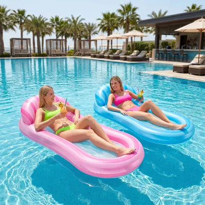 New Transparent Two-tone Striped Lollipop-shaped Thickened PVC Mesh Inflatable Raft Water Float Pool Fun