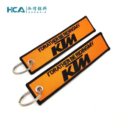 High Quality Embroidery Fabric Logo Custom Key Tag Chains for Clothes Luggage Bag