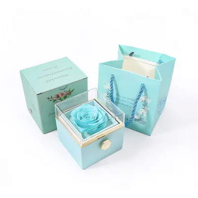 Jewellery Packaging With Rose Eternal Rose Octobre Rose Rosa Singola Preservata Flower Box Rose Necklace Box