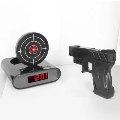 Hot Toys Recording Clock Feature Laser Gun Alarm Clock with Shooting Digital Funny Table Desk Alarm Clock Creative Kid Gift