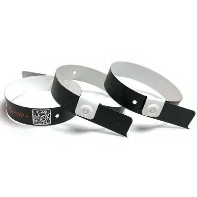Promotional Custom Plastic Hospital Bracelet Emergency Patient Wristband L Shape Vinyl Wristbands With Logo