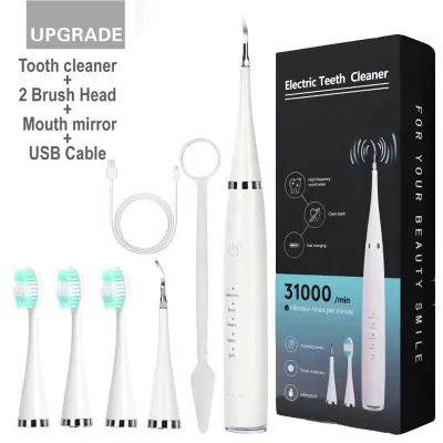 6 in 1 USB Electric Toothbrush IPX7 Waterproof Ultrasonic Teeth Cleaner Tartar Stain Calculus Remover with 5 Adjustable Modes
