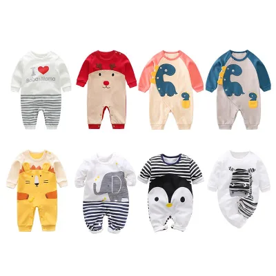 2018 New Baby Boy Girl Rompers Long 100% Cotton Long Sleeve Infant pajamas