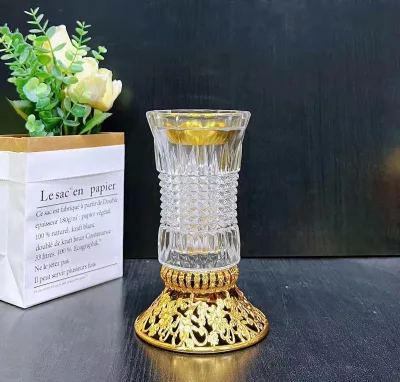 Unique Bukhoor Incense Burner Decoration High Quality Transparent Color Crystal Incense Burner with Metal Plate