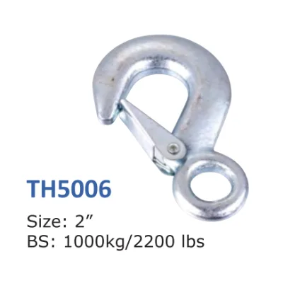 Rigging Hardware Lifting Alloy Steel Large Eye Hooks 2" Zinc Finish Heavy Duty 1000kg/2200lbs Capacity Heavy Industry Use