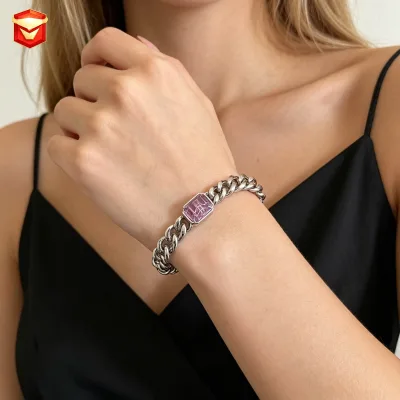 Cross-border pink, purple and green summer color sugar cube bracelet, European and American retro trend Saturn pattern punk