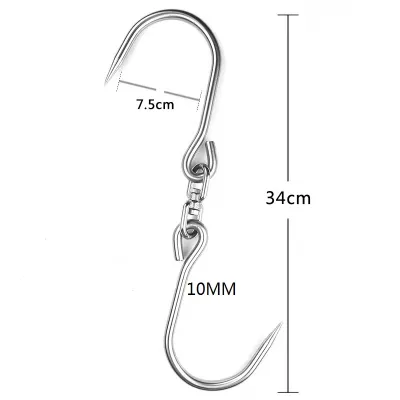 Rotatable 304 Stainless Steel Metal Rotatable Slaughter Hook for Butcher Hook,s Type Lifting Meat Hooks for Butchering
