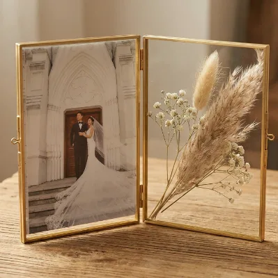 Luxury Handmade Hinged Double Sided Glass Picture Frame Tabletop Wedding Sign Holder Customizable Sizes Menu Holder Table