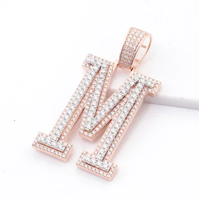 10K Rose Gold Moissanite Monogram Pendant Fine Custom Hip Hop Pendants  Charms for Party Anniversary Gift Letter Pendant