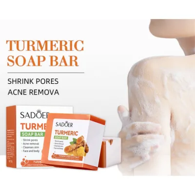 Reduces Acne Fades Scars Smooth Cleansing Skin Brightening Soap for Dark Spots Natural Turmeric Handmade Soap Bar for Face Body