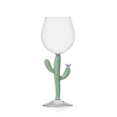 Wholesale Customized Creative Green Cactus Borosilicate Glass Wine Glass