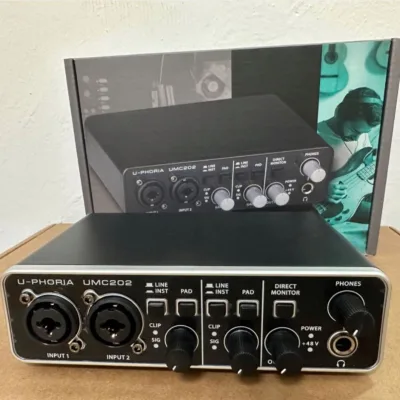 Free logo Professional Audio Interface USB Recording Studio 2 in 2 Out with 48V Power Supply for Computer Singing U-M-C- 202