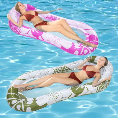 Factory New Design Flower Printing Swimming Pool Float Inflatable Pool Float Lounge Chair for Adults