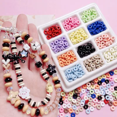 Colorful Alloy Cute Donut Abacus Spacer Beads DIY Mobile Phone Chain Keychain Beaded Material Jewelry Accessories