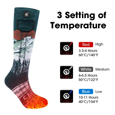 Fashion Heated Ski Socks Support OEM Electric Heated Warming Ski Socks Rechargeable Battery