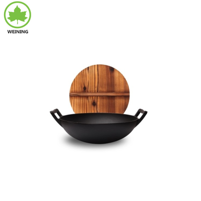 Pre Seasoned Heavy Duty Construction Cast Iron Grilling Wok BBQ Cast Iron Wok for Indoor and Outdoor Use