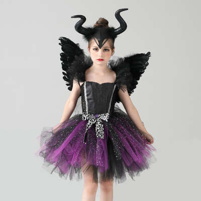 Kids Child Wicked Witch Spellcaster Costume Cosplay for Girls Fantasia Party Halloween Costumes Fancy Dress Fancy Devil Dress