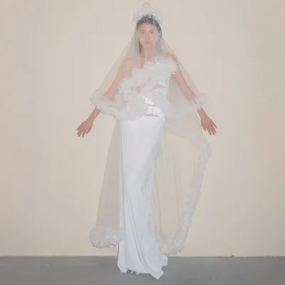Handmade Three-dimensional Flower, Lotus Leaf Edge, Pearl Headdress, Bridal Wedding Trip, Photoshoot, Headwear, Long Veil