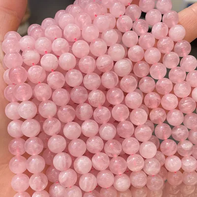 High Quality Madagascar Rose Quartz Crystal Beads Strands Natural Polished Feng Shui Style Wholesale Rose Quartz Beads