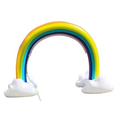 Factory Customized Inflatable rainbow Arch Sprinkler Ginormous Jumbo rainbow Cloud Yard Sprinkler Archway Lawn Outdoor Toys