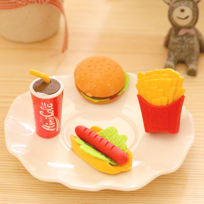 Cute Coke Eraser French Fries Eraser Burger Eraser Hot Dog Eraser for Kids School Office Junk Food Eraser
