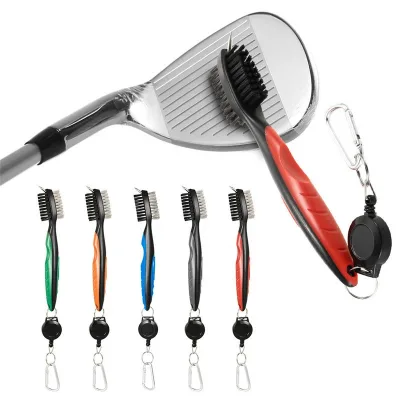 Cleaning Brush Double-sided Brush with Brass & Nylon Bristle Wire Golf Club Brush