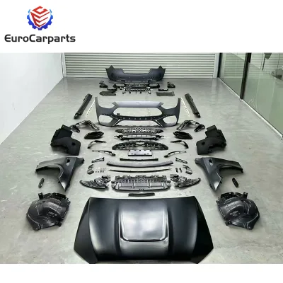 2022+ W206 to C63 1:1 Wide Body Kit Full Set PP Material Front Bumper Rear Bumper Hood Upgrade to C63 Style Old to New Body Kt