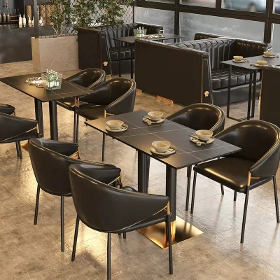 Customizable Modern Rectangle Antique Restaurant Tables Eco-Friendly Iron Stone Material Adjustable for Living Room Cafe