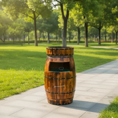 Wood Farmhouse Outdoor Ice Buckets & Beverage Tubs Stylish Waste Bin for Camping & Garden Use