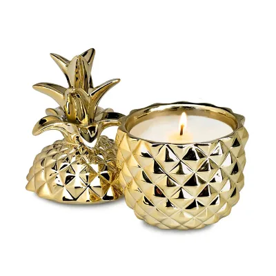 Elegant Wholesale Gold Pineapple Ceramic Candle Jar