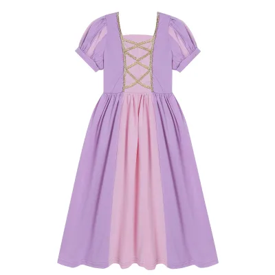 Customization Hot Sales Girl Princess Rapunzel Cosplay Costume for Halloween Christmas Kids Party Dress