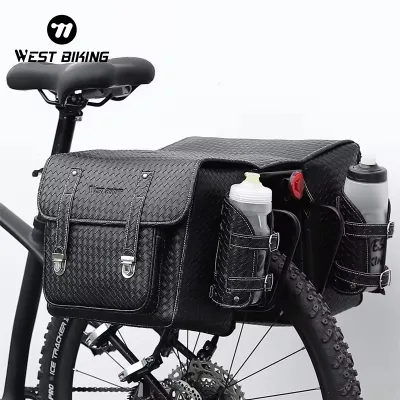 WEST BIKING Custom 20L Large Capacity Black Leather Water Proof Travel Bag Logo Bicycle Hanging Bag Side Panniers Motorcycle