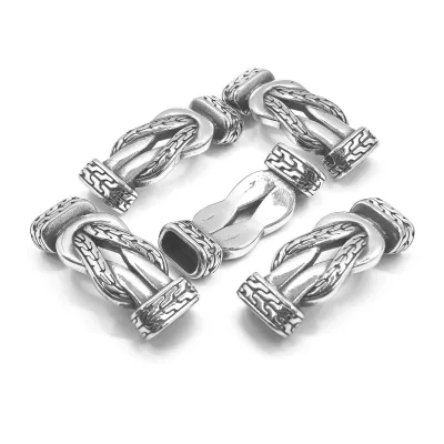 Vintage Stainless Steel Square Big Hole Connector Clasp for DIY Leather Rope Bracelet Jewelry Decorative Element Spacers