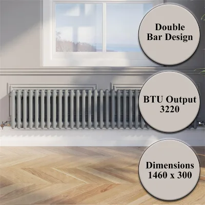 Modern Grey 2 Column Carbon Steel Energy Saving Hydronic Central Heating Radiator for Living Room Home School Hospital