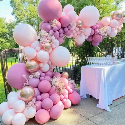 JYAO Wholesale New Girl Retro Rose Pink Balloon Chain Arch Set Birthday Party Wedding Arrangement Decorative Balloons