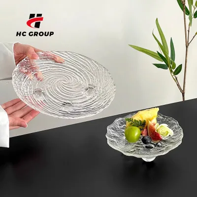 Nordic Style Crystal Glass Fruit Plate Luxury Dessert Plates Household Clear Serving Plates