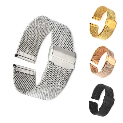 08 Wire Thick Mesh Stainless Steel Braided Mesh Bracelet Watch Strap 18-24MM