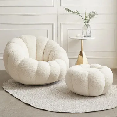 Modern Leisure Velvet Wool Flower Sofa Chair for Home Bedroom Living Room Balcony for Hotels Apartments